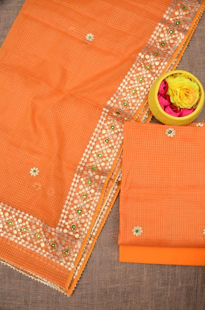 Rupam- Wedding Wear Kota Gota Patti Salwar Suit In Gota Work Orange Color