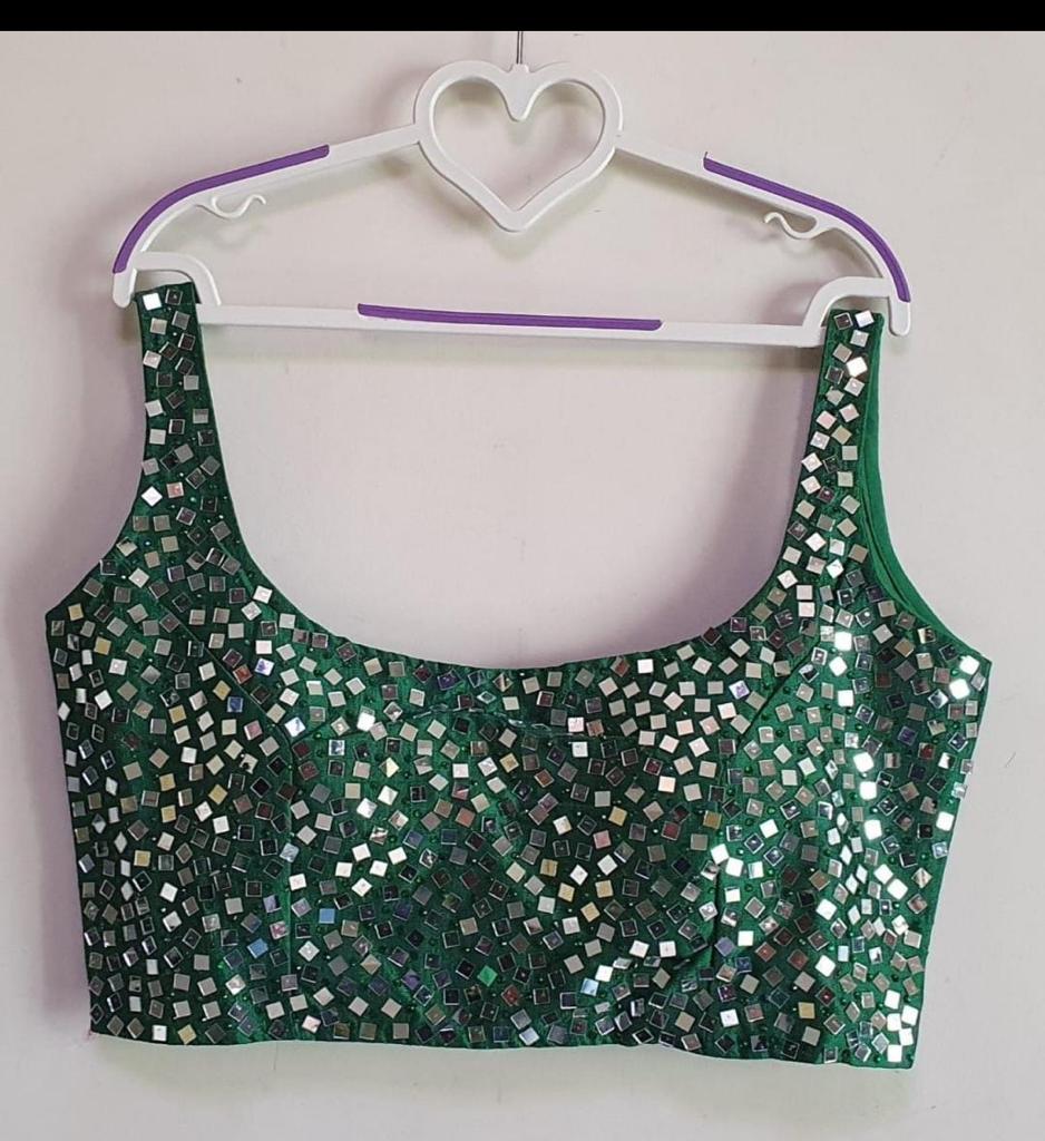 Stylish Mirror work blouse in Green