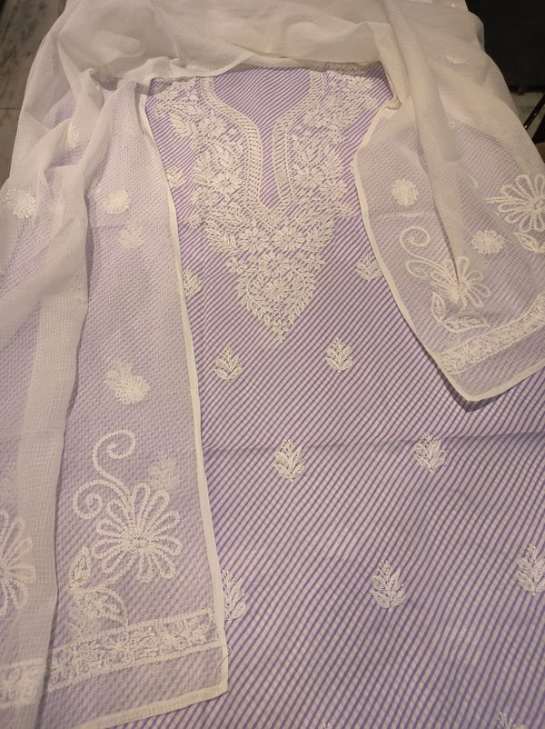 Lavender Chikankari Suit Material