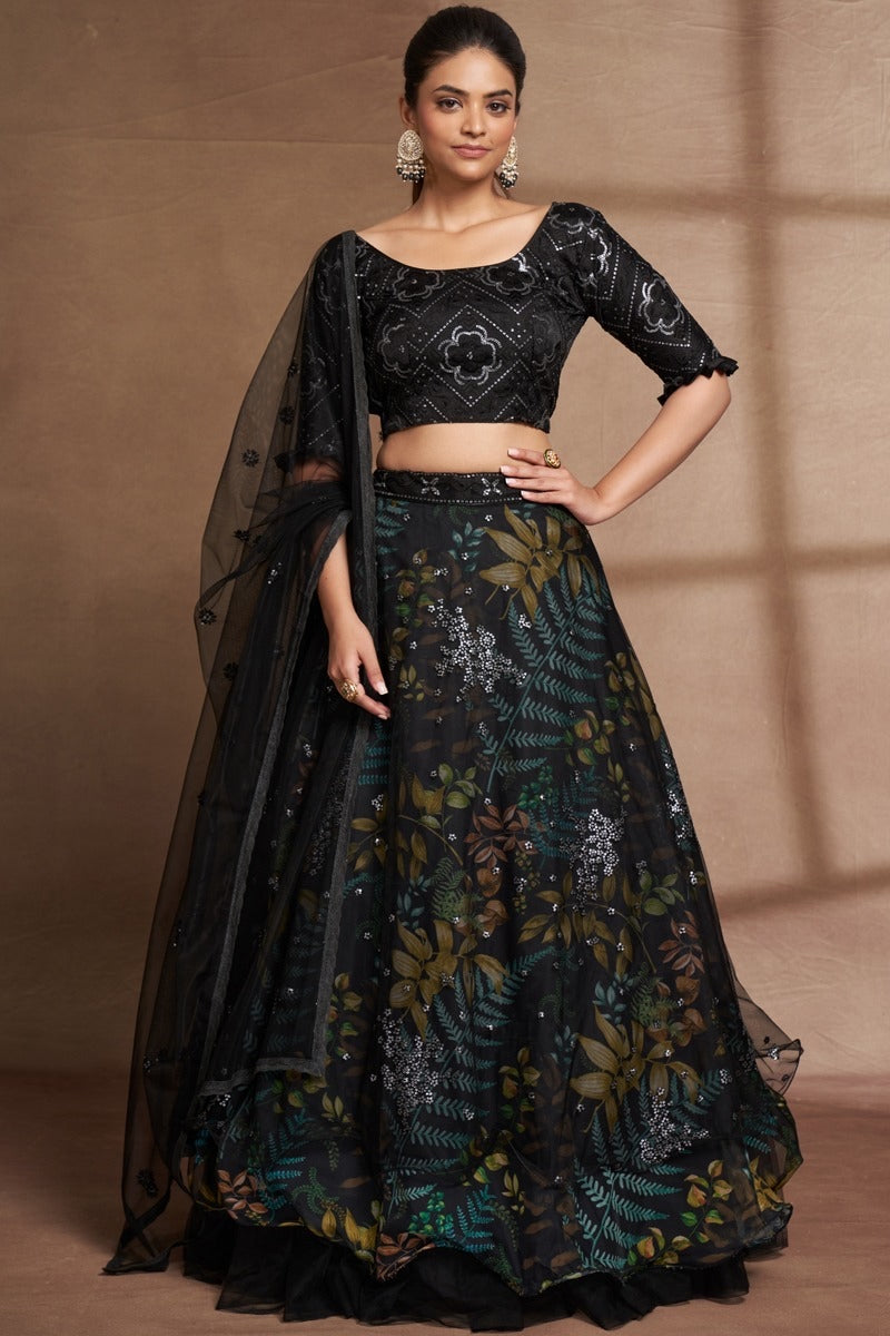 Cocktail Party Black Lehenga