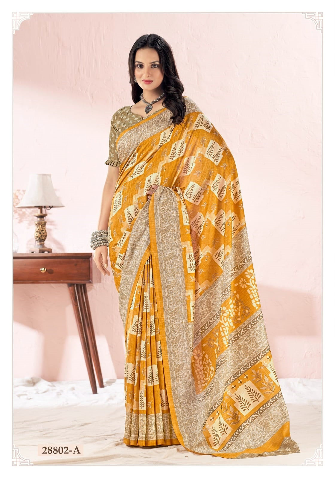 Tussar Silk Saree in Mustard