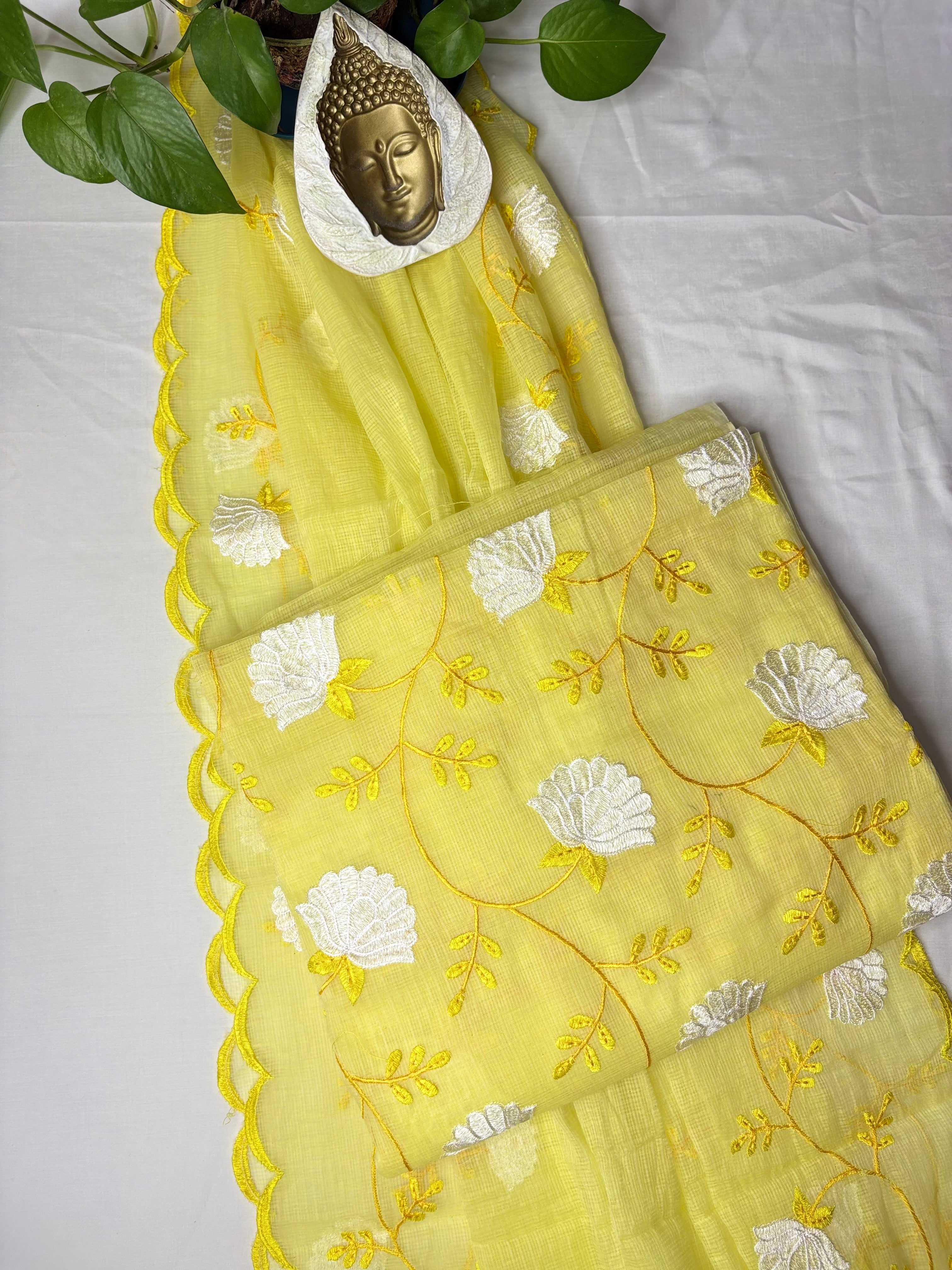 Subhadra- Kota Doriya Embroidery Work Suit In Yellow