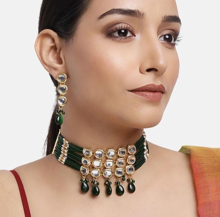 Green Kundan Chokar Set