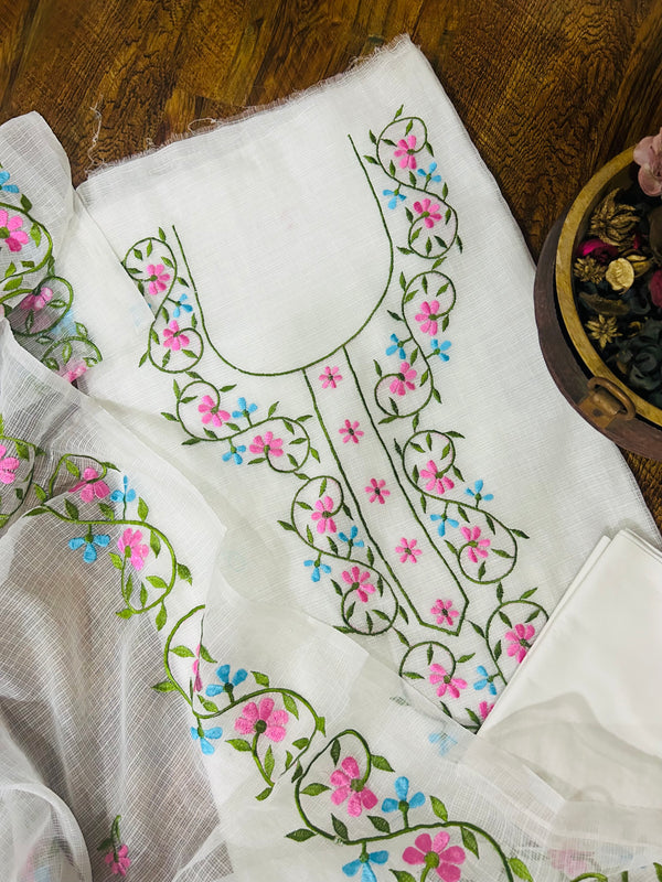 White embroidered Kota Doriya Suit