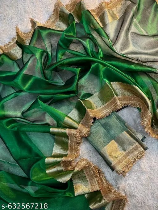 Green Chamki Banarasi Tissue Saree