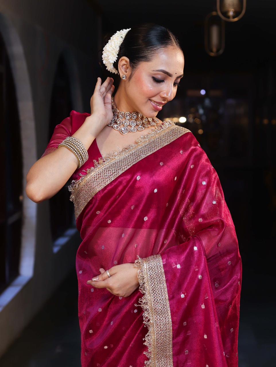 Rani Sitara Banarasi Tissue Saree