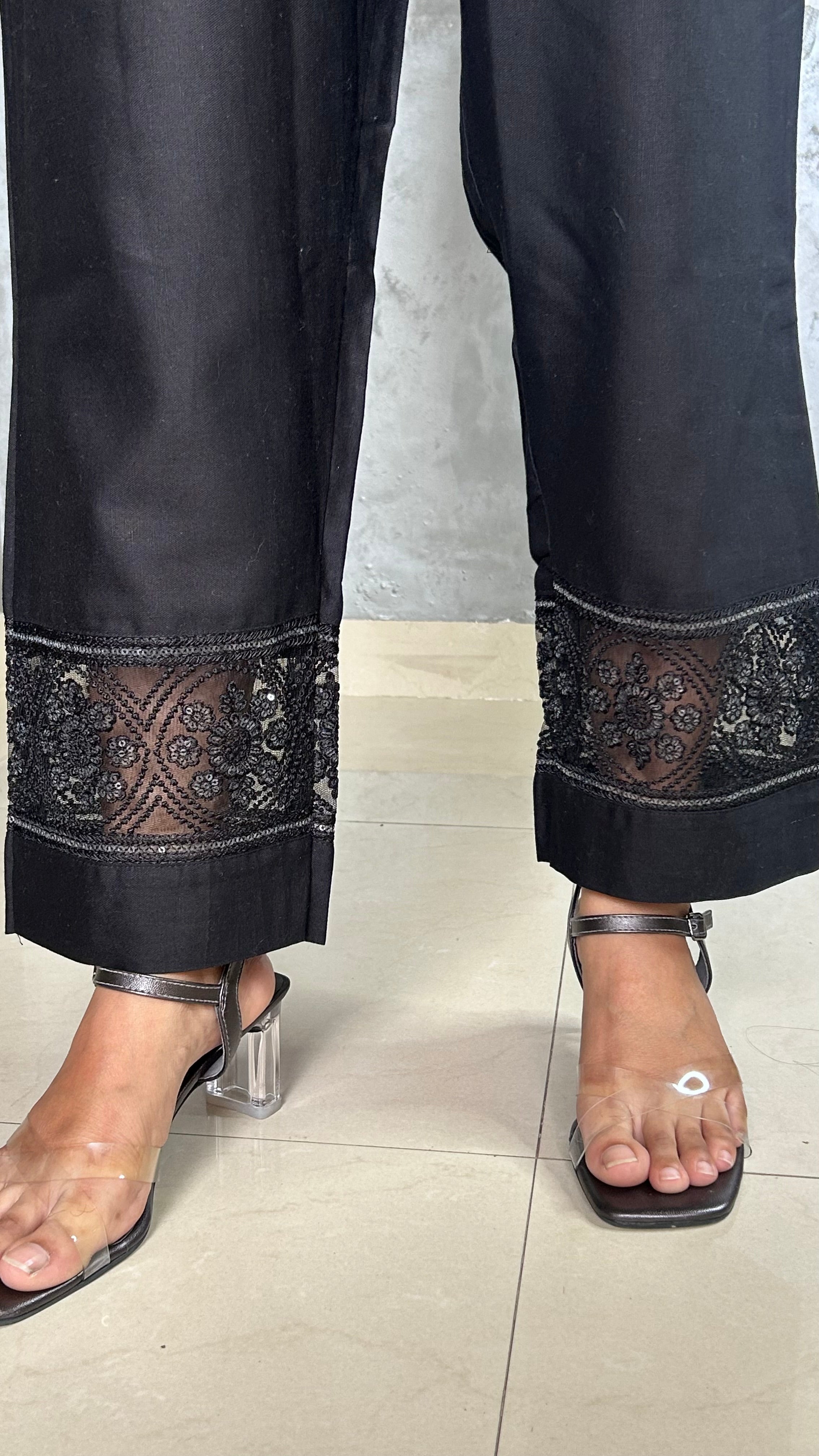 Gorgeous Black Straight Pakistani Pant In Cotton