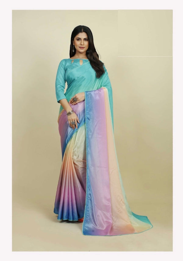 Rocky And Rani Blue Purple Trending Saree