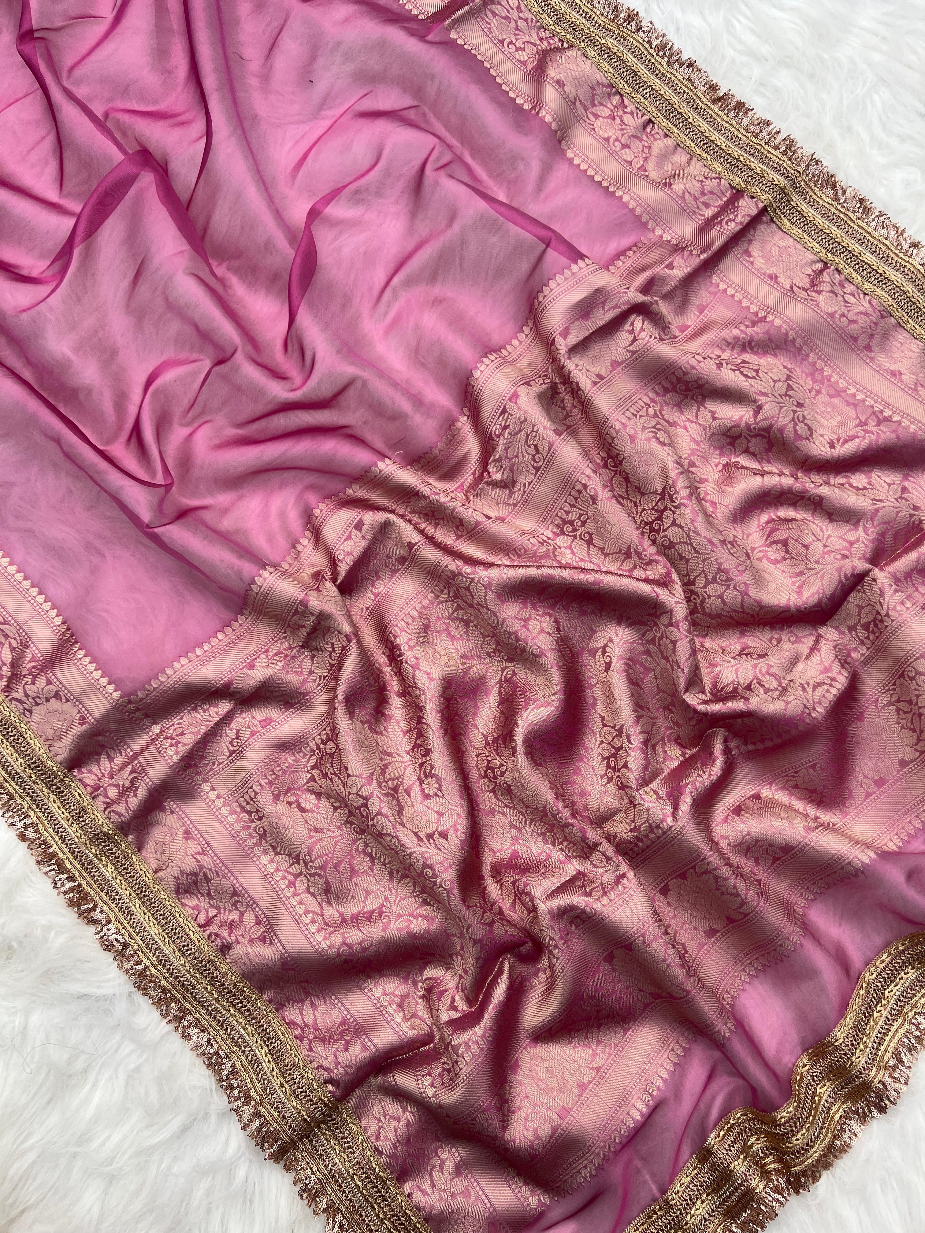 Pink Chamki Banarasi Tissue Saree