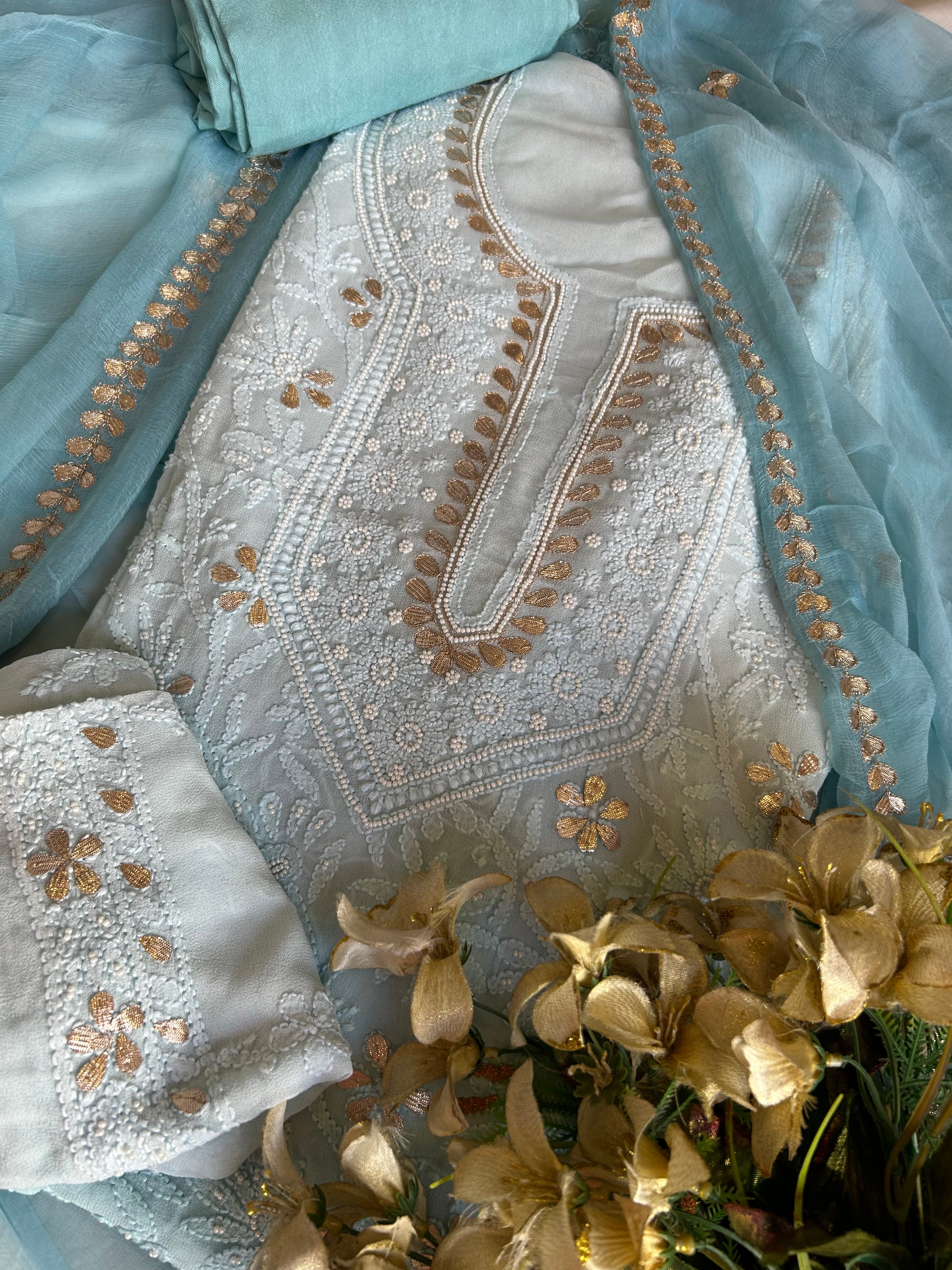 Lucknowi Chikankari Garara Suit | Blue Chikankari Kurta Set for Party Wear  | Indian Ethnic Garara | Pakistani dresses, Indian wedding dress, Indian  dresses