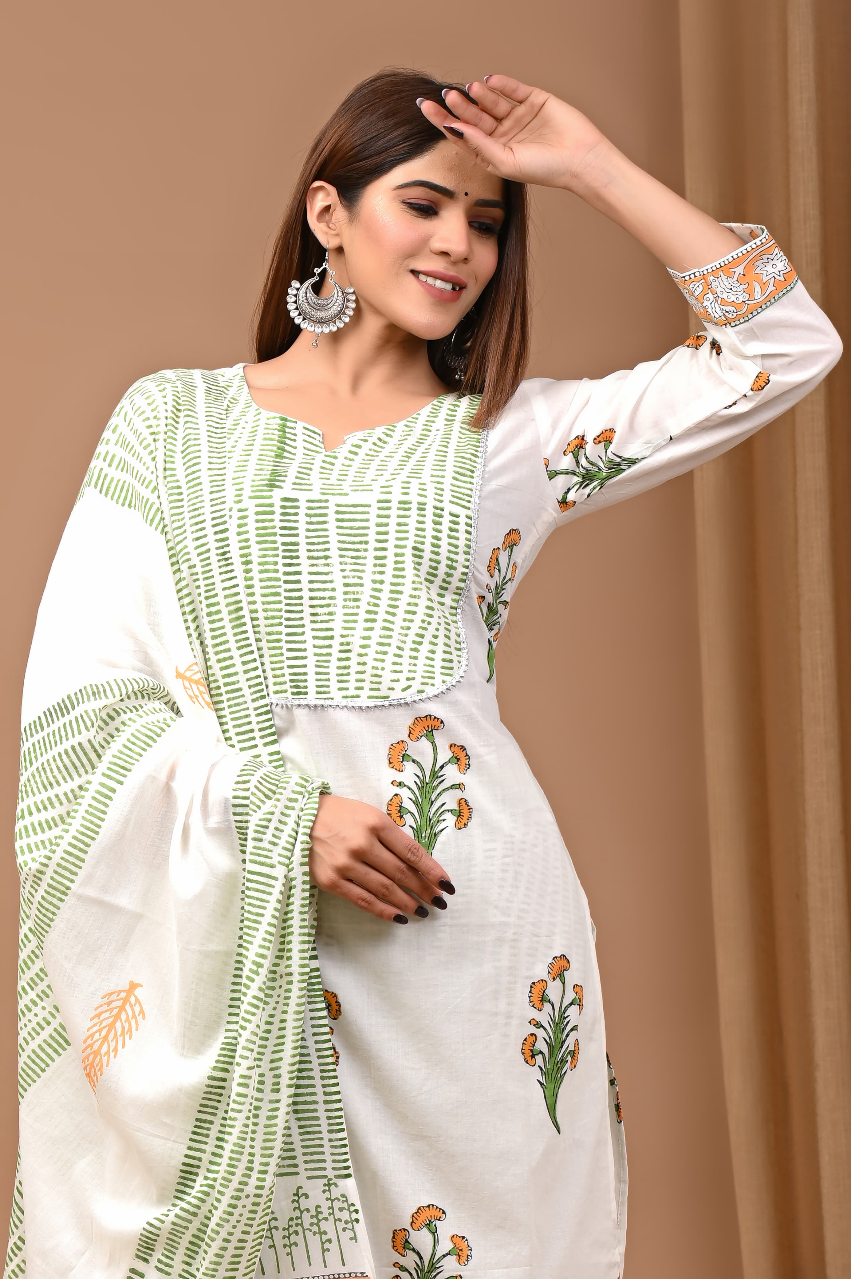 Daily Wear Green Stitched Cotton Suit Set