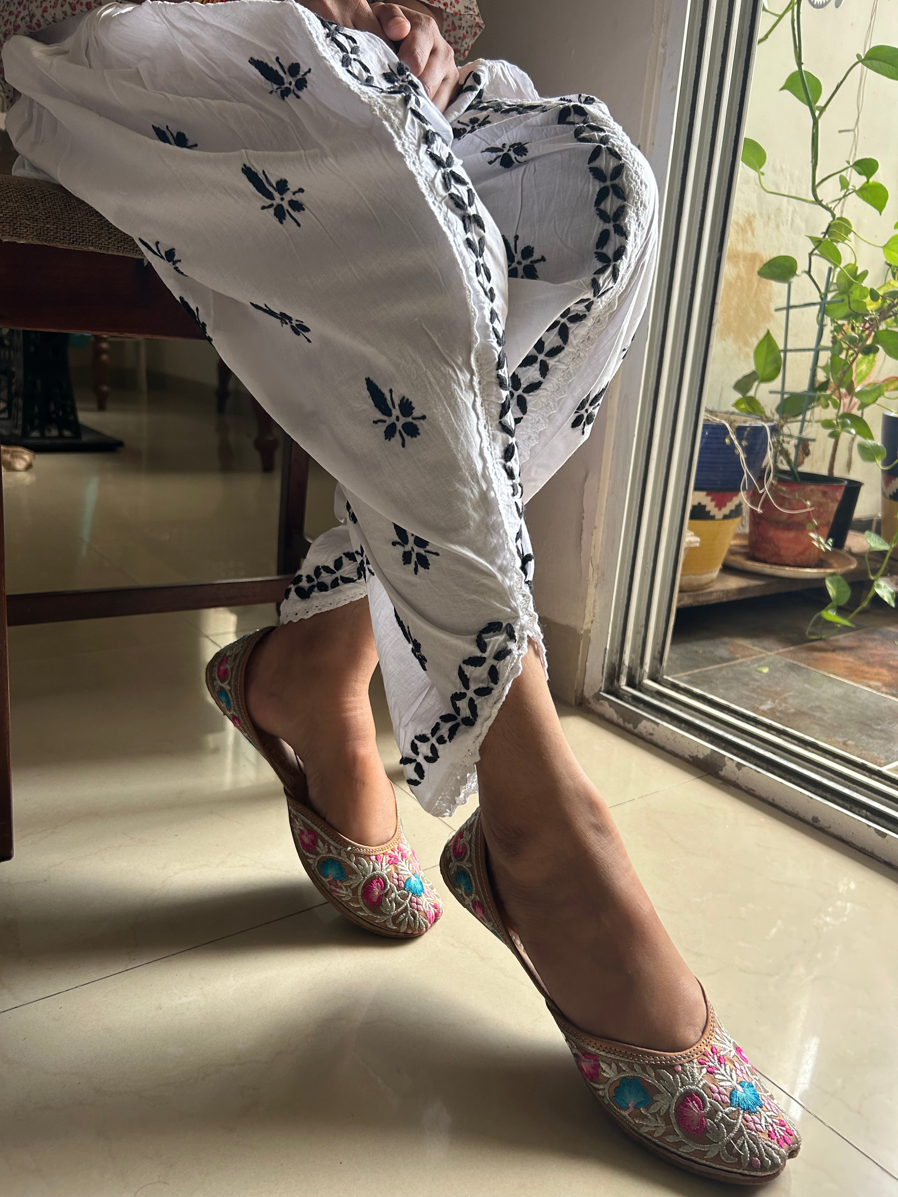 Chikankari Dhoti Salwar in White and Black