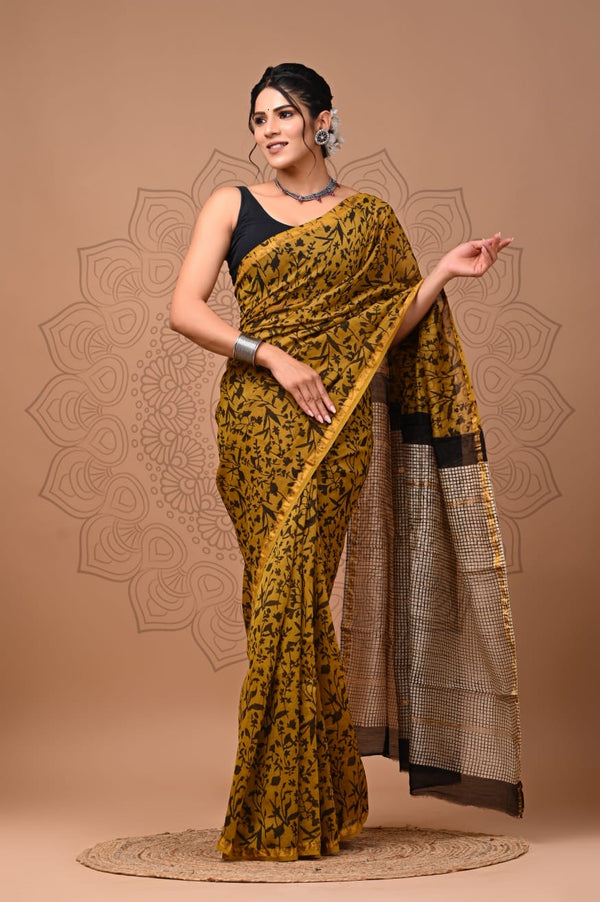 Yellow Chanderi Saree