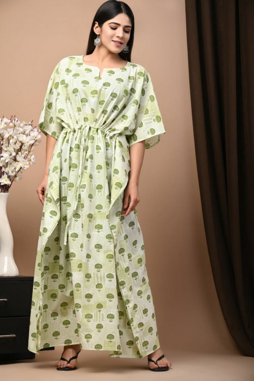 Green Cotton Kaftan