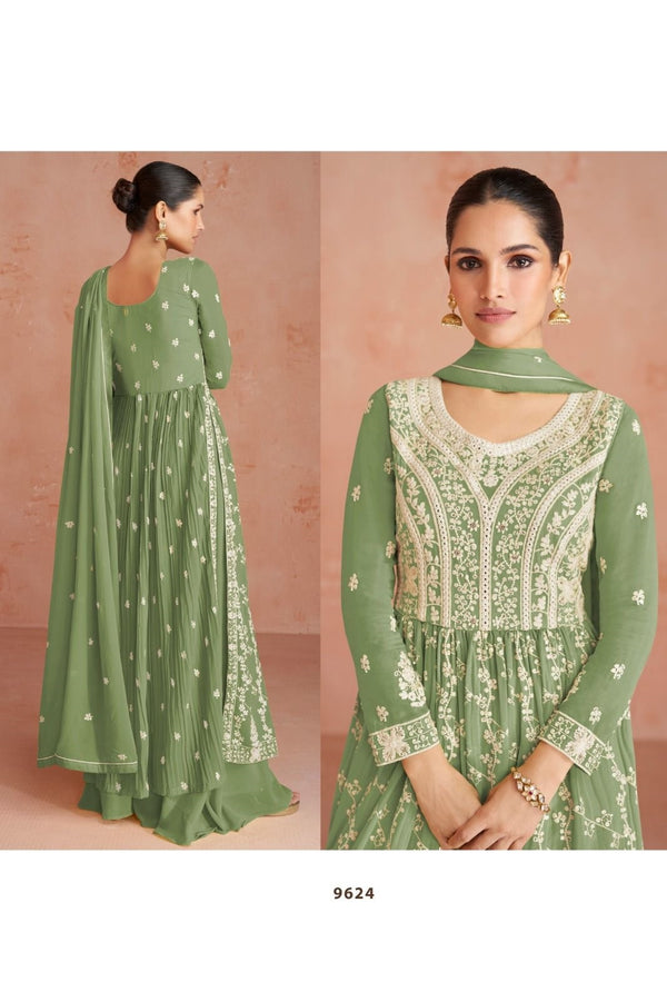 Green Georgette Suit Set