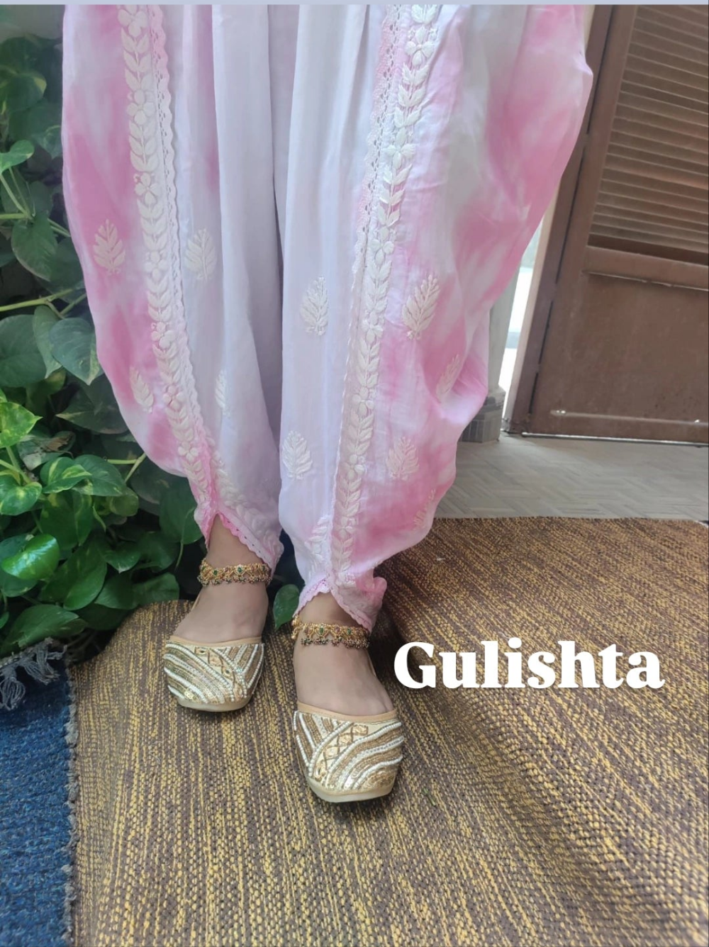 Gulishta Tie N Die Pink Chikankari Dhoti Salwar