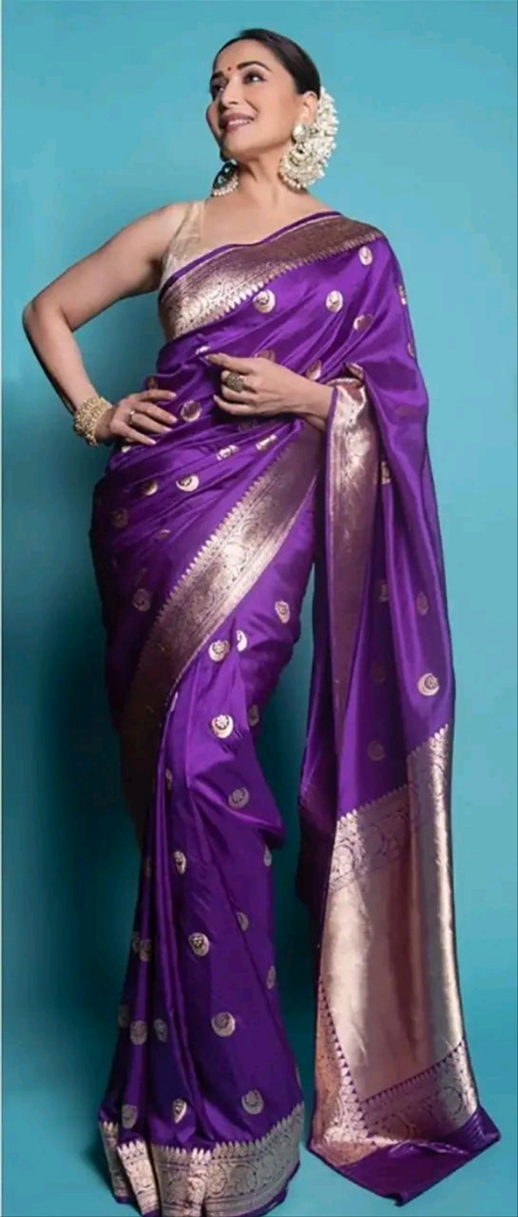 Madhuri Dixit Inspired Semi Kathan Soft Silk Saree