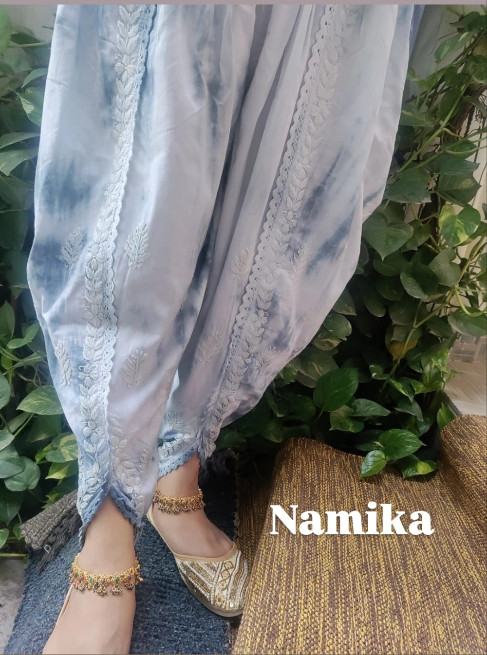 Namika Tie N Die Blue Chikankari Dhoti Salwar
