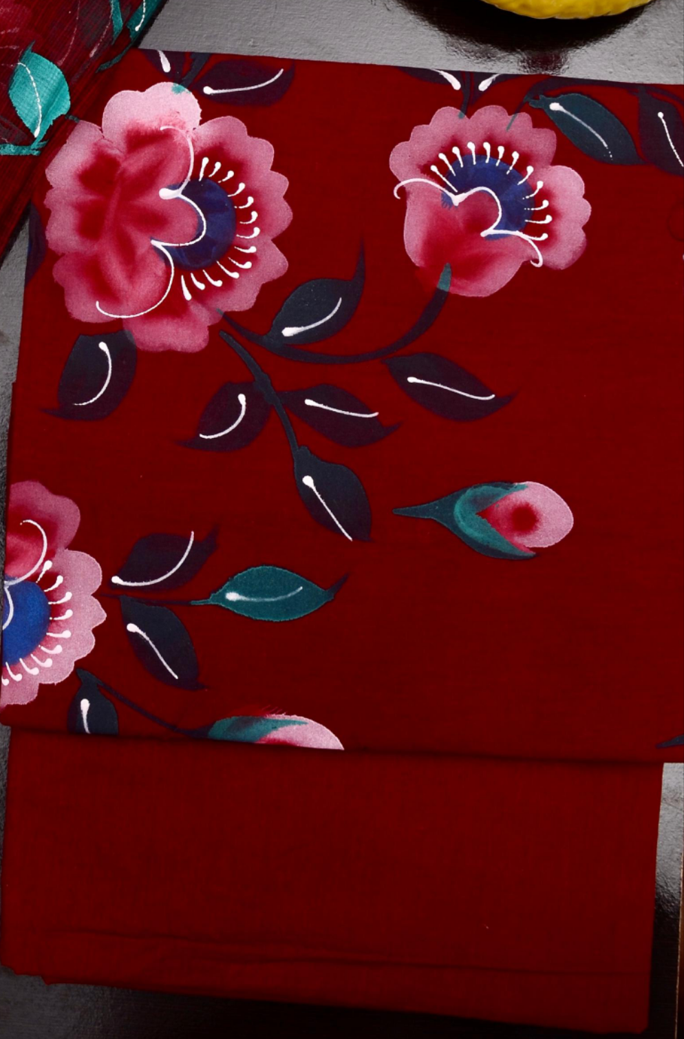 Deep Maroon Hand Painted Cotton Kota Doria Suit With Dupatta