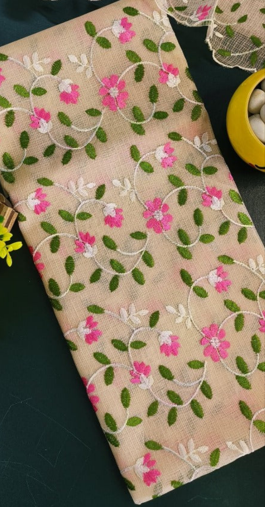 Kota Doriya Embroidery Work Suit In Skin Colour
