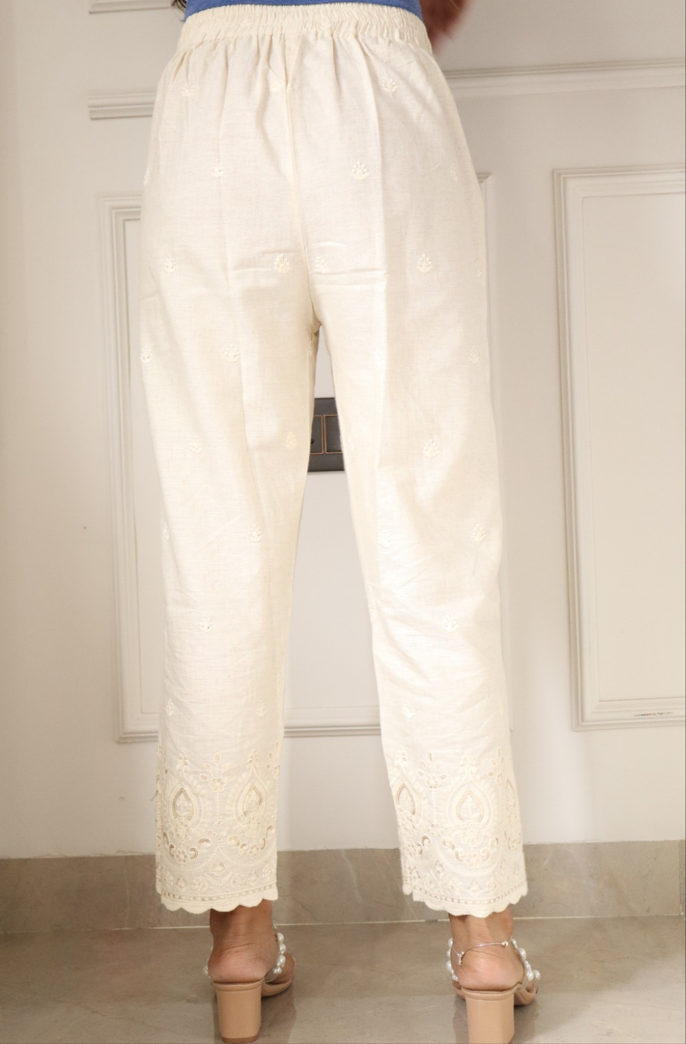 Beautiful Cream Straight Pant In Khadi Cotton