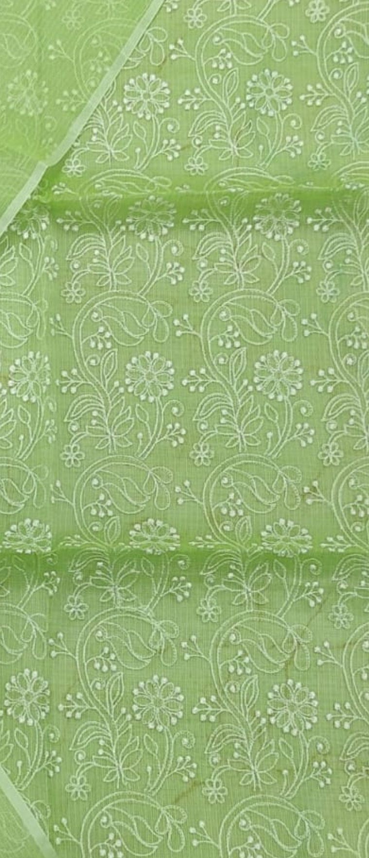 Green Kota Doria Embroidery Suit With Dupatta