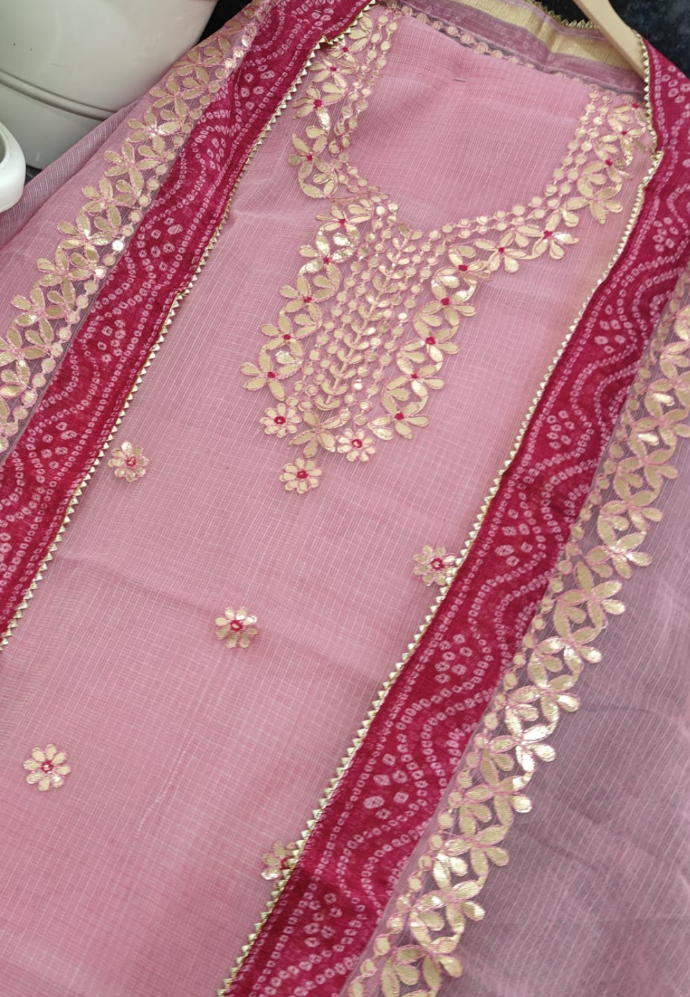 Kota Salwar Suit In Gota Work In Pink