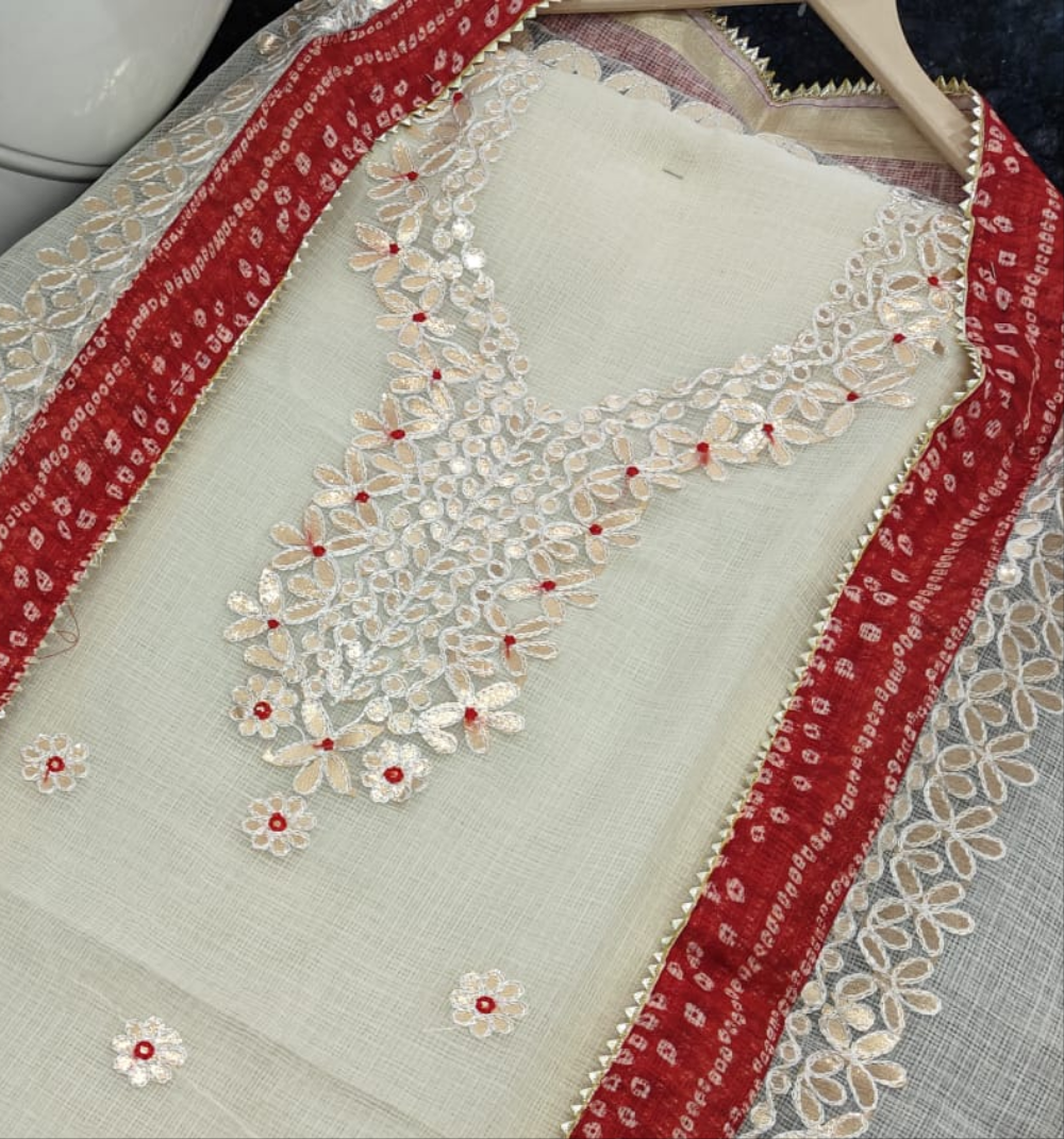 Kota Salwar Suit In Gota Work In White