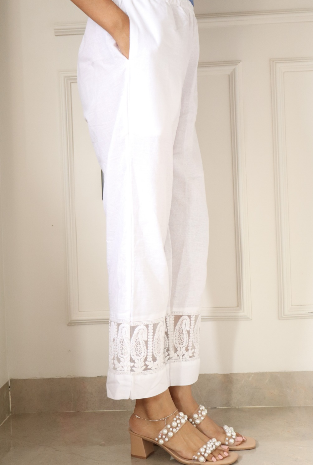 Premium Cotton White Straight Pakistani Pant