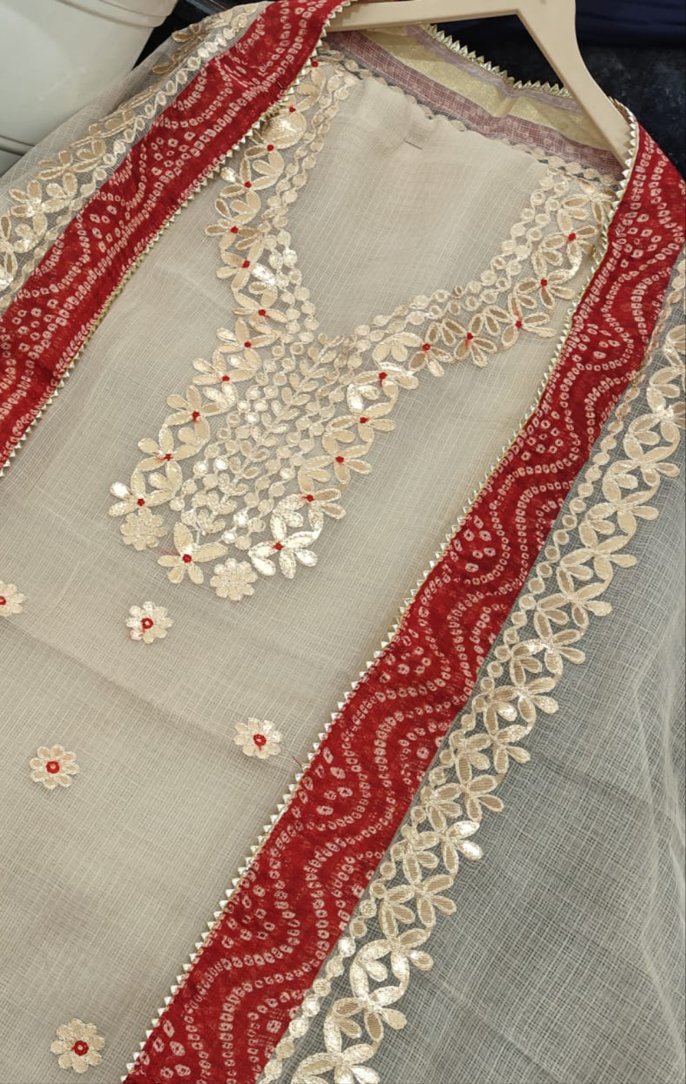 Kota Salwar Suit In Gota Work In Off white