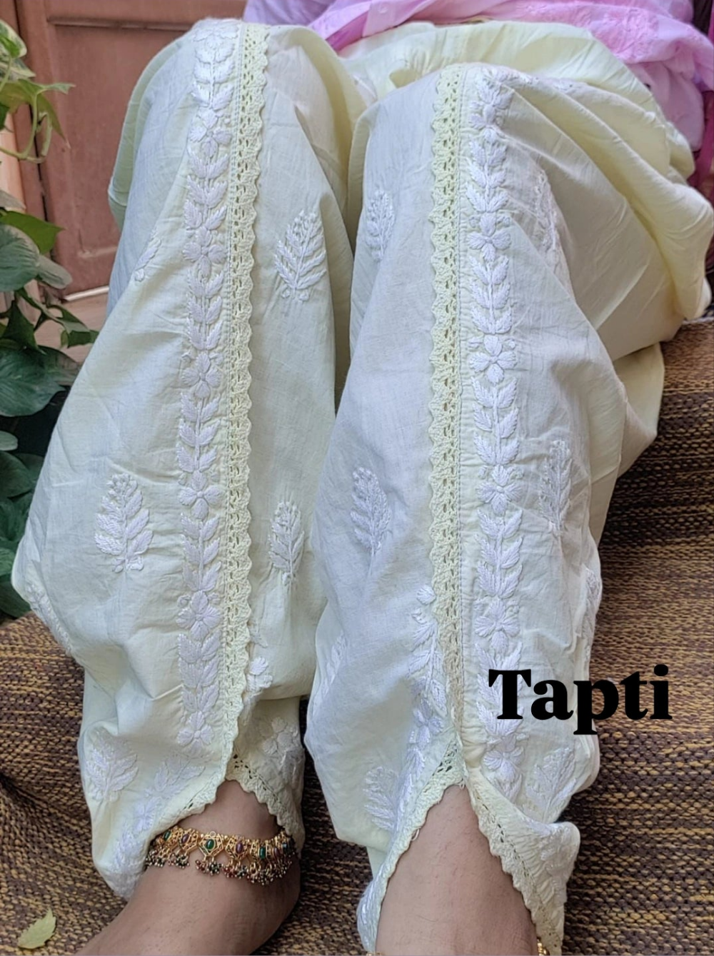 Tapti Yellow Chikankari Dhoti Salwar