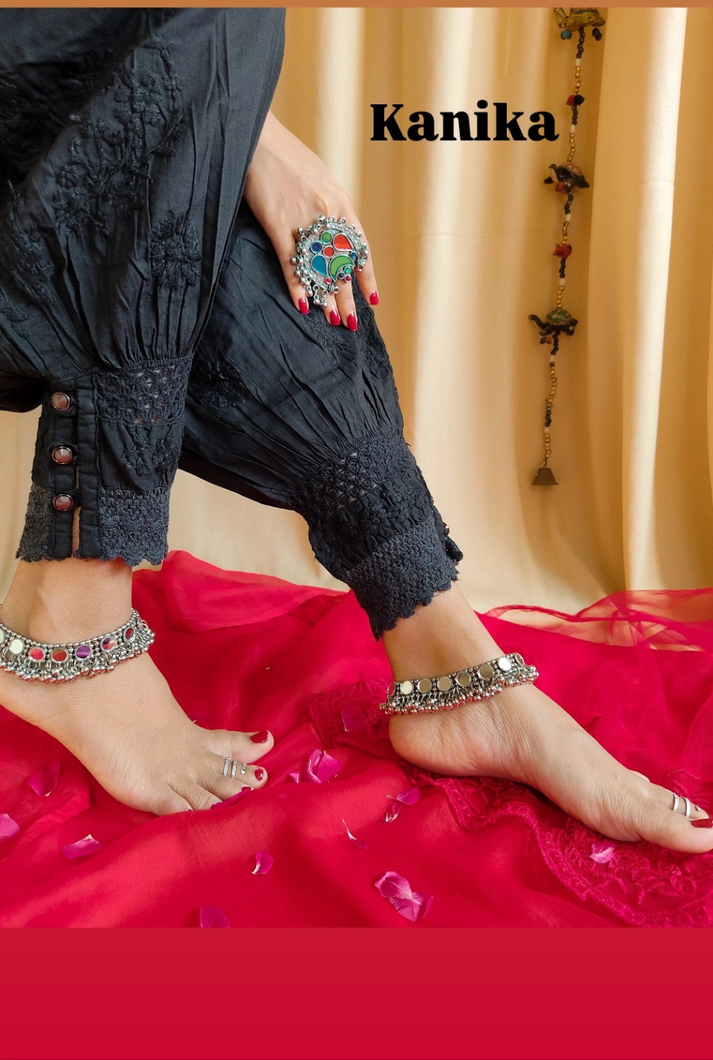Kanika Black Chikankari Afghani Salwar