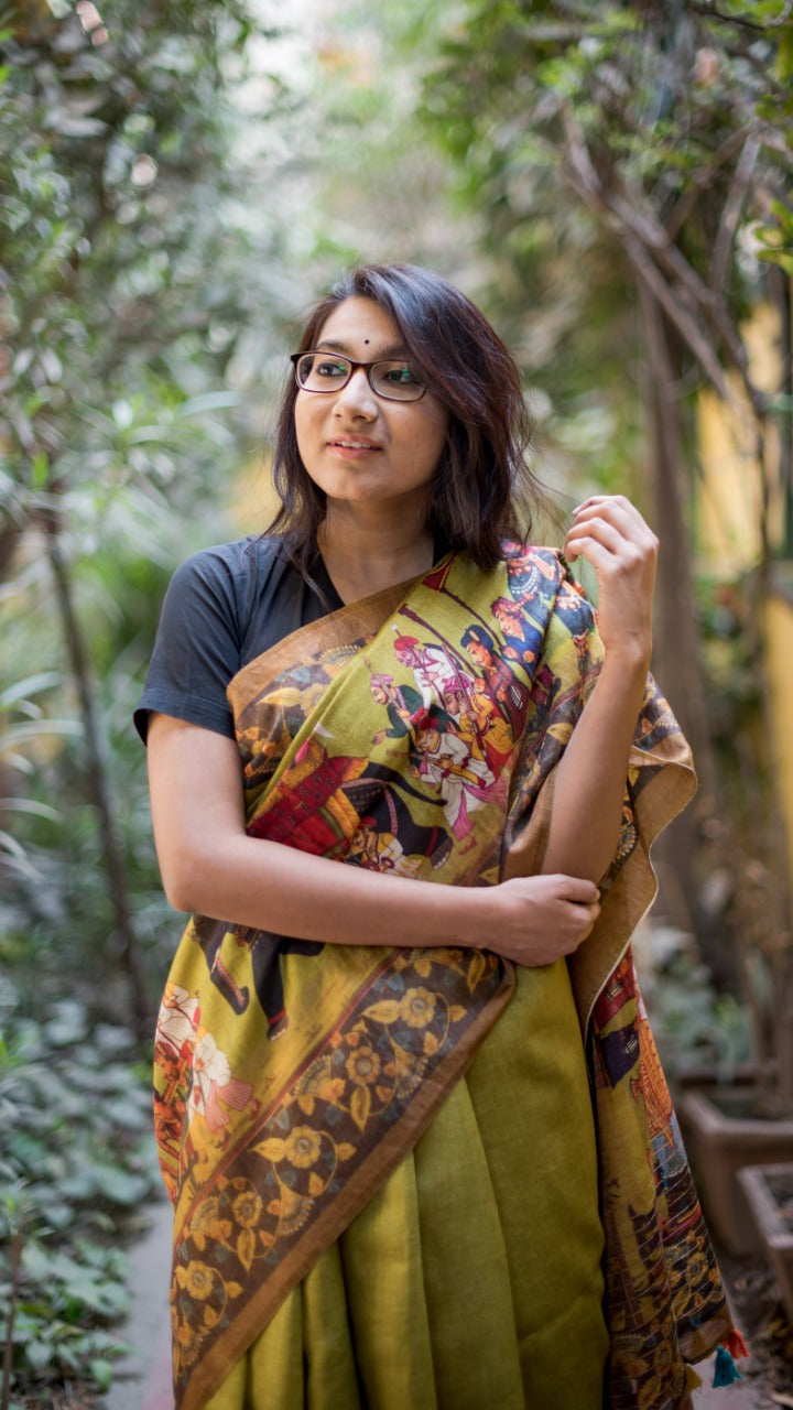 Semi Linen Printed Sarees