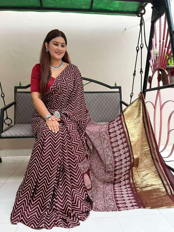 Brown Modal Silk Saree