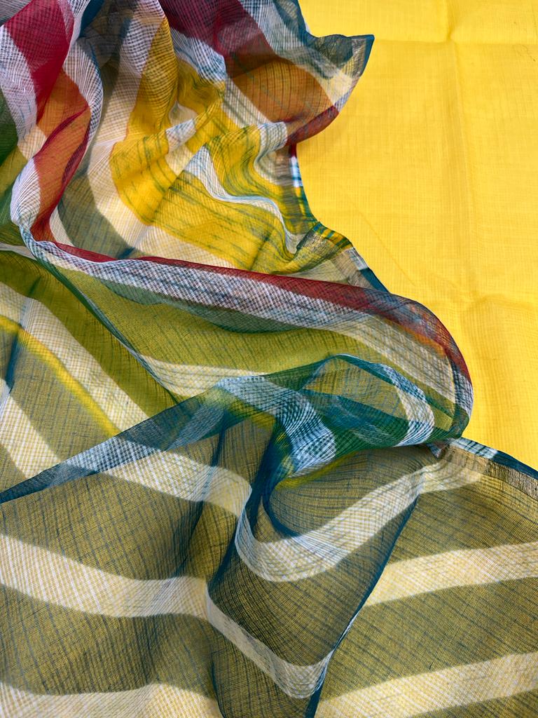Kota Doriya Lehriya Suit In Yellow Color