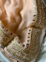 Peach Saree With Gota Patti Work