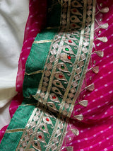 Mothra Gota Patti Saree In Rani Pink