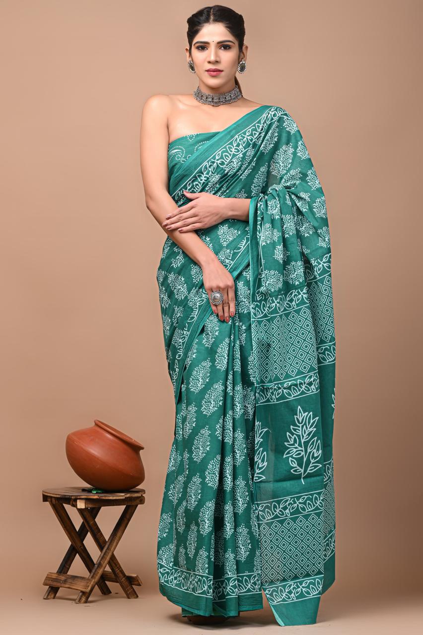 Green Cotton Saree