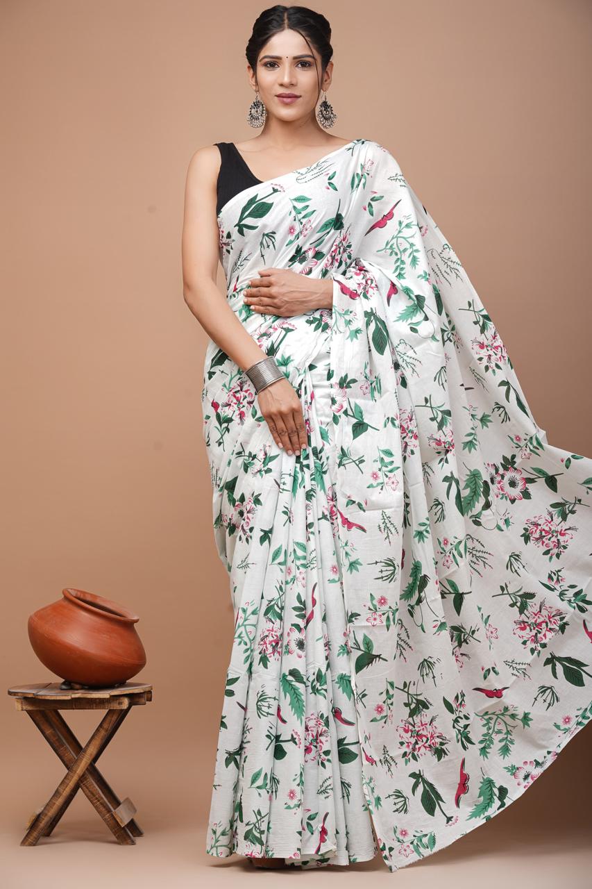 White Cotton Saree