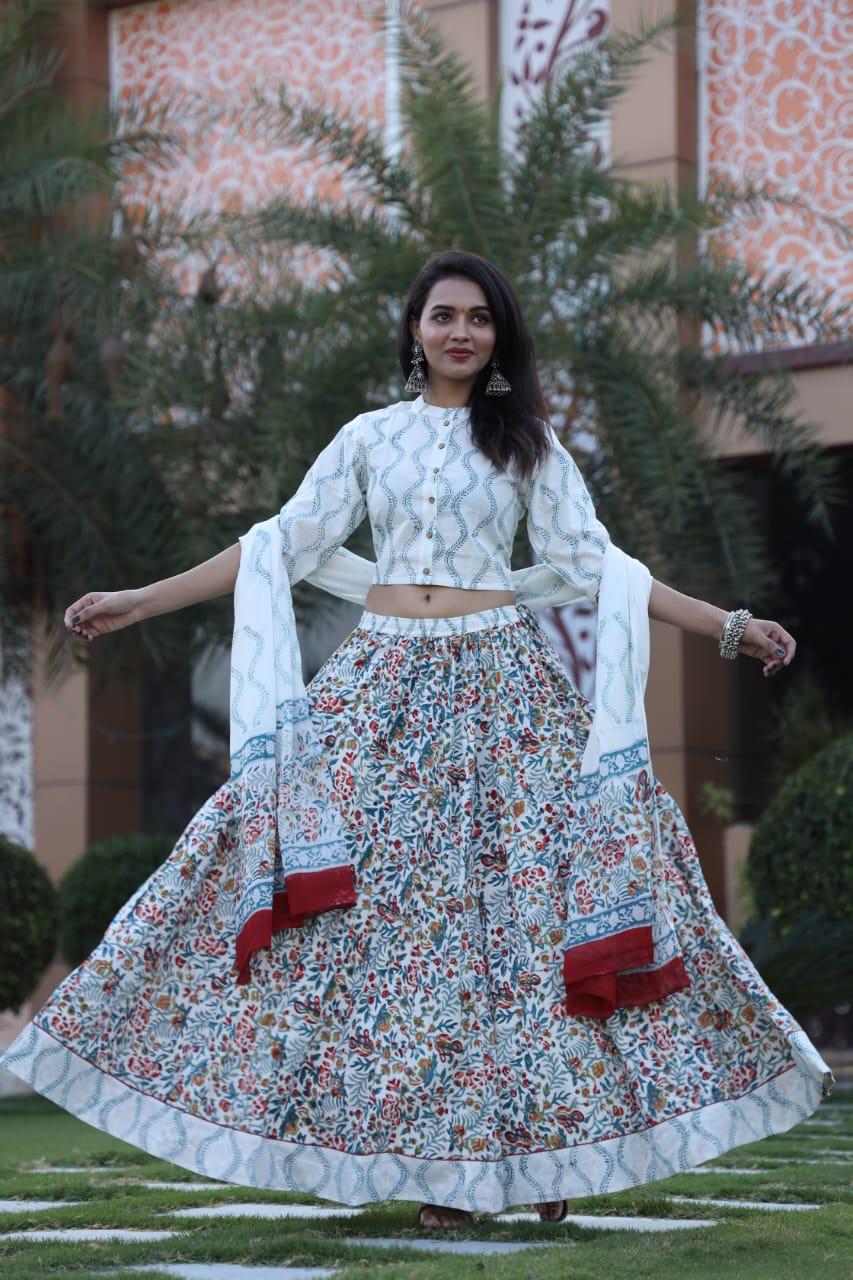 Bagru Print Flora lehenga choli Set