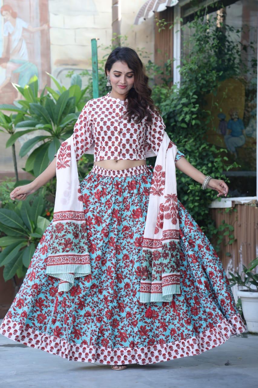 Bagru Print Flora lehenga choli Set