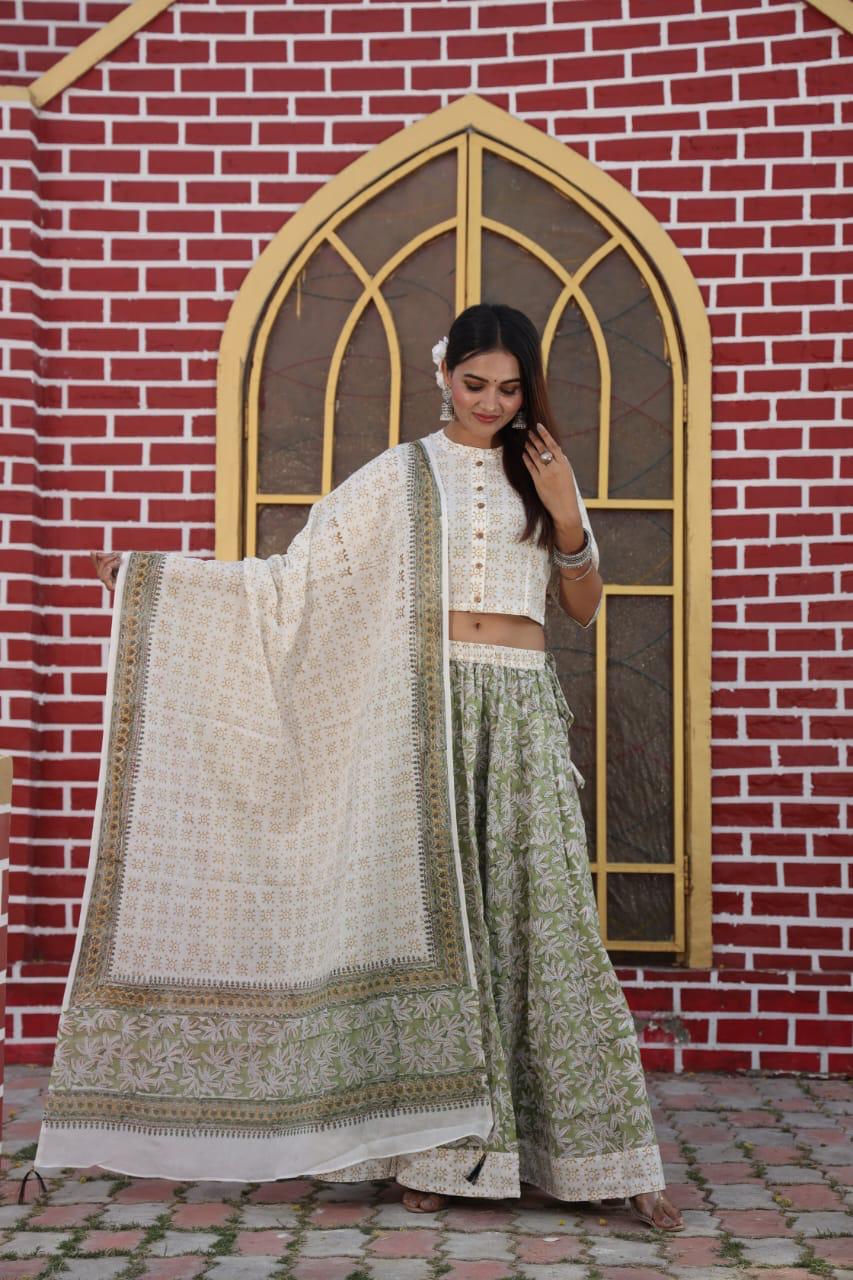 Bagru Print Flora lehenga choli Set