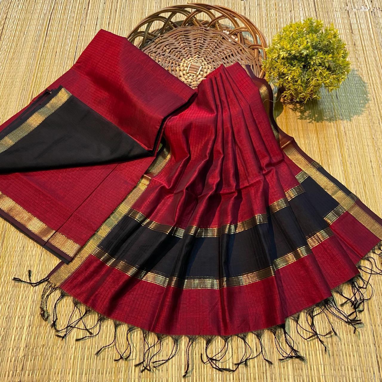 Red & Black Maheshwari salwar suit