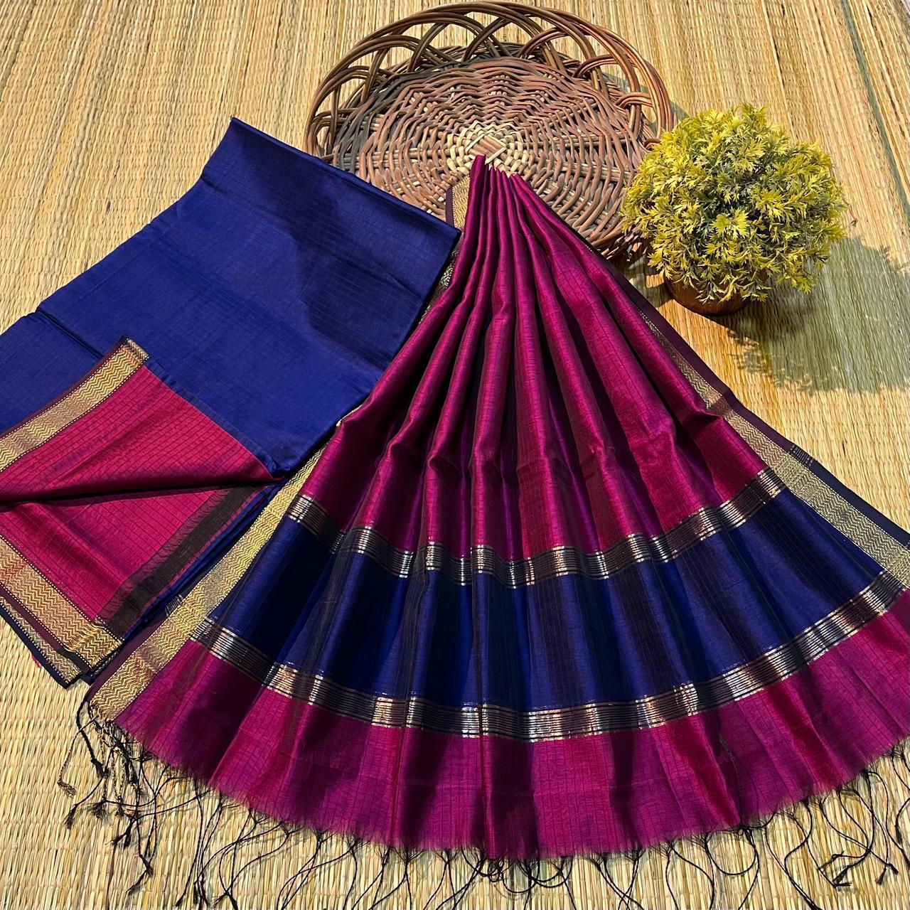 Pink & Blue Maheshwari salwar suit