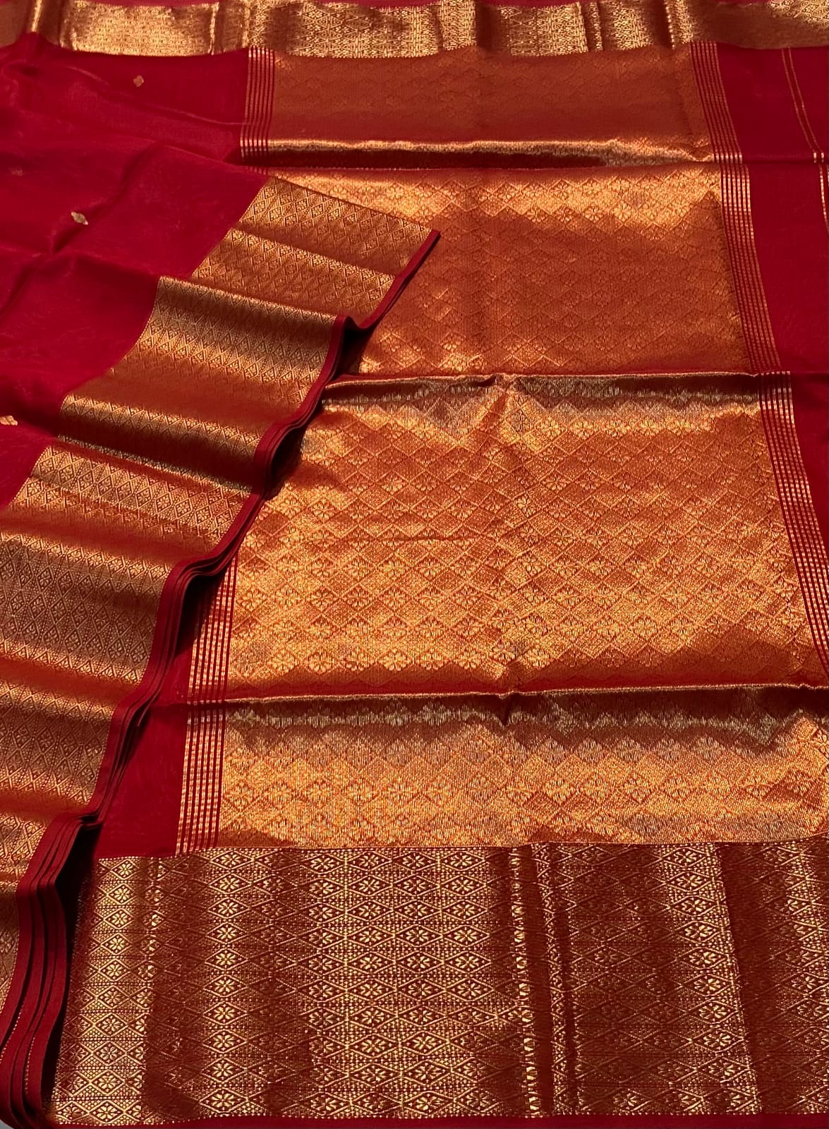 Maheshwari Silk Rich Pallu Saree In Red