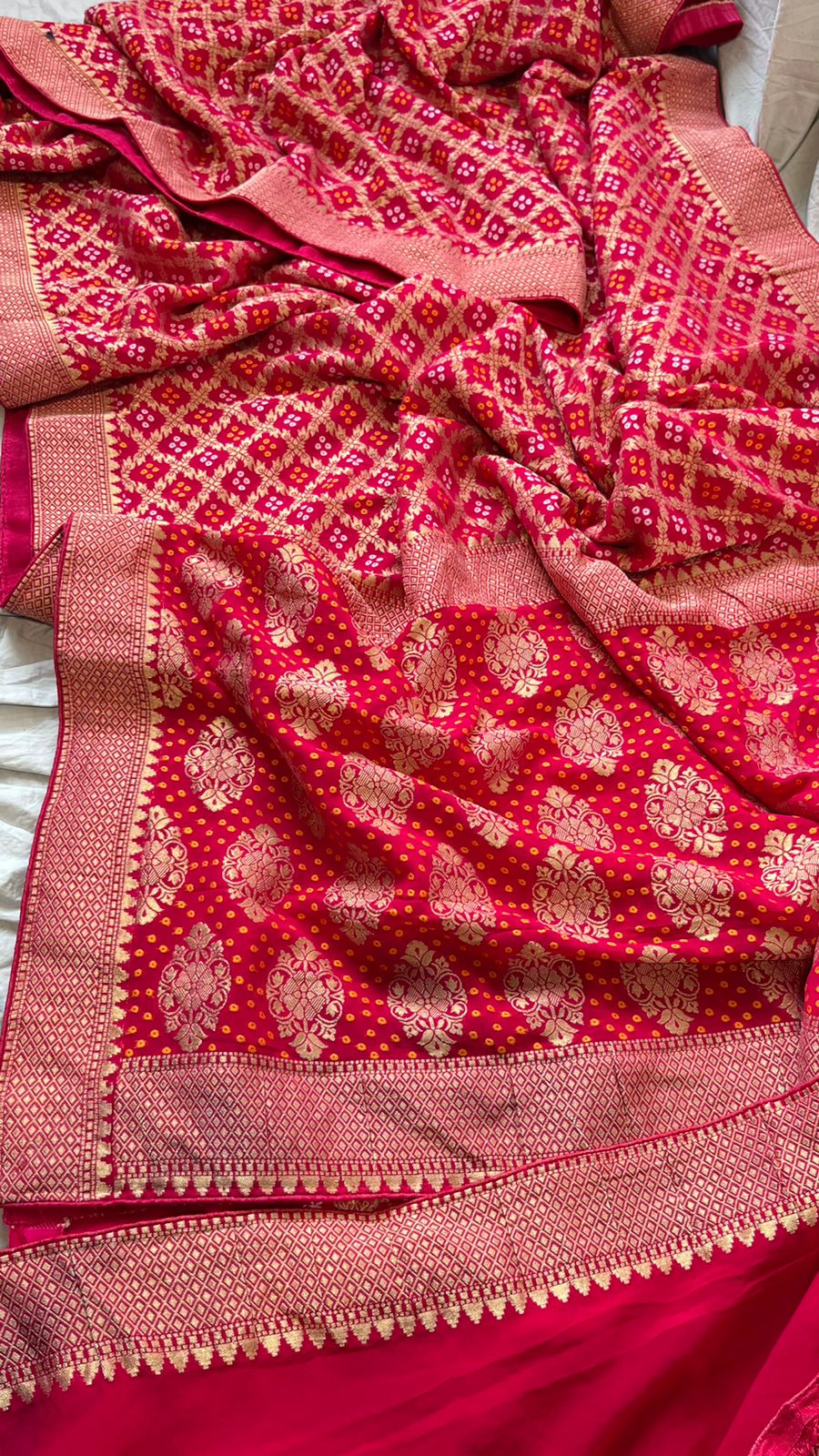 Rani Pink Pure Khaddi Georgette Saree