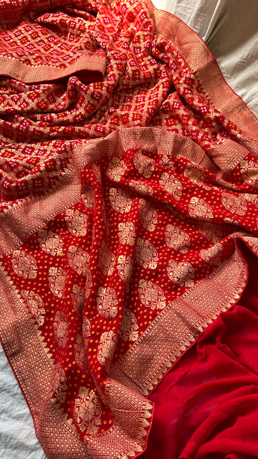 Red Pure Khaddi Georgette Saree