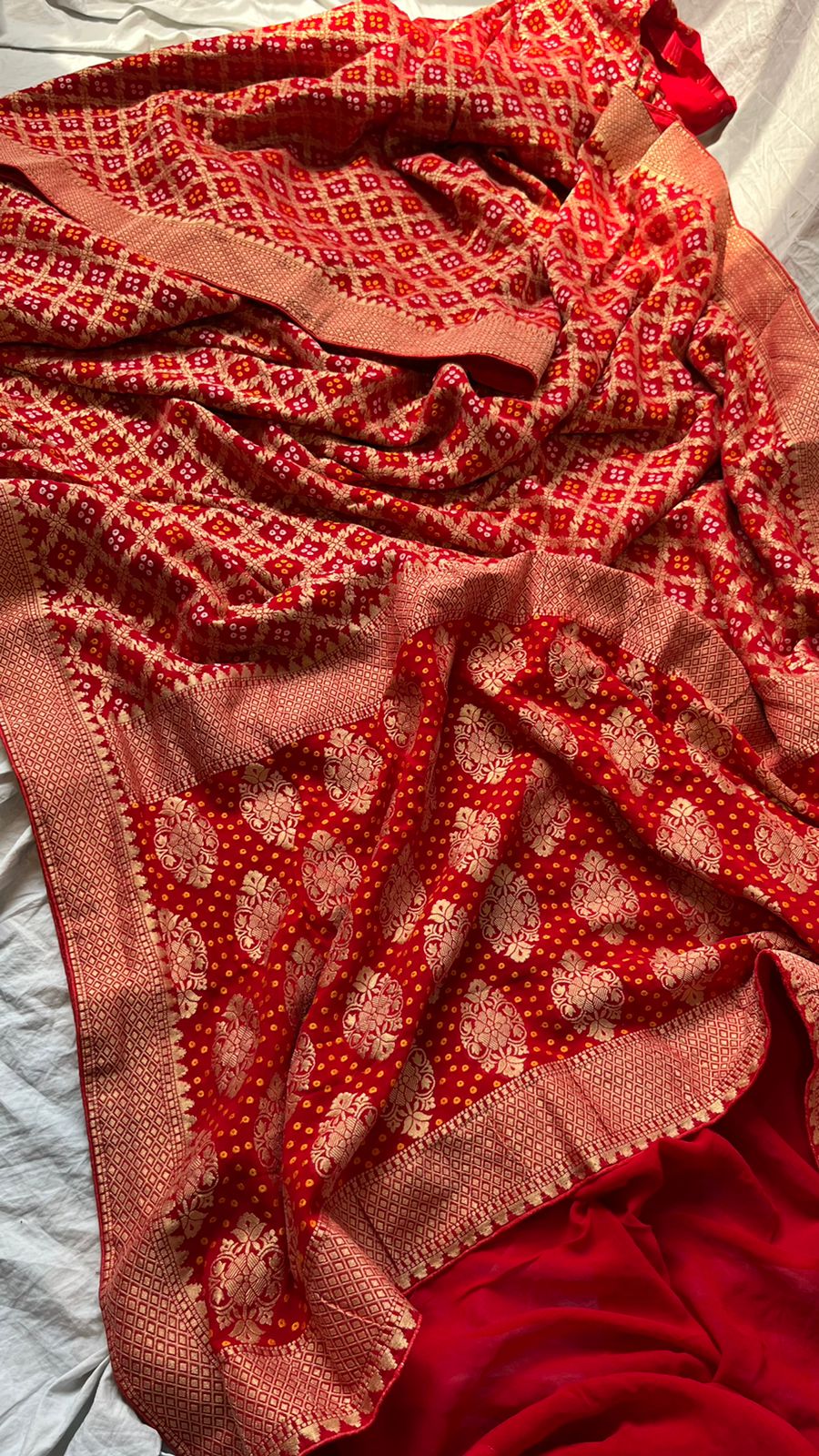 Red Pure Khaddi Georgette Saree