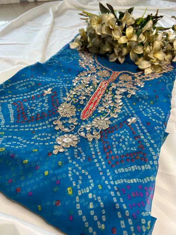Blue Bandhej Kurti
