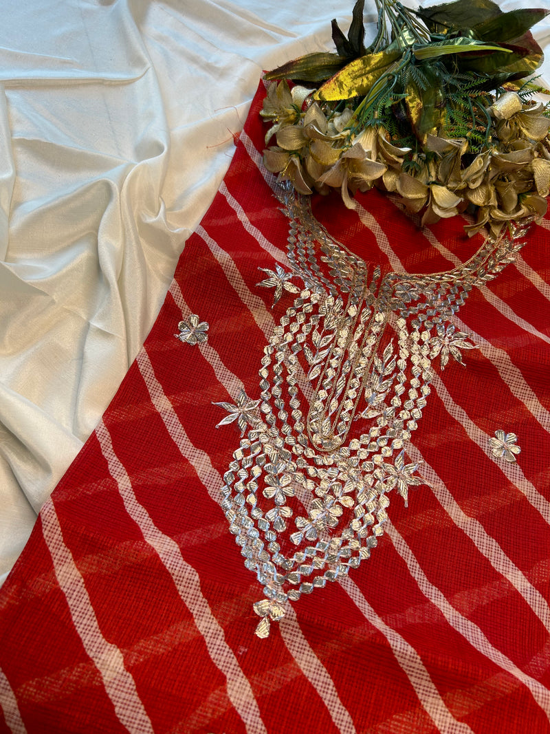 Red leheriya Gota Patti Kurti